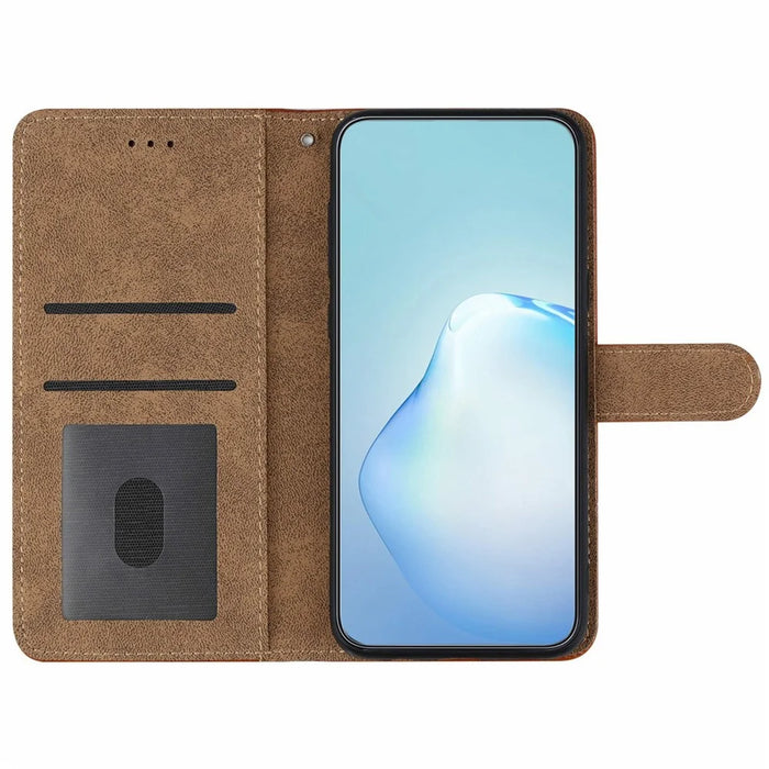For iPhone Air Case Flip Leather Retro Phone Cover Lines Imprinted - Brown - 3