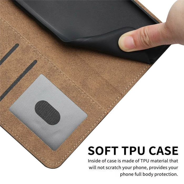 For iPhone Air Case Flip Leather Retro Phone Cover Lines Imprinted - Brown - 6