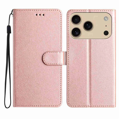 For iPhone 18 Pro / 17 Pro Wallet Case Leather Folio Phone Cover Magnetic Clasp - Rose Gold - 1