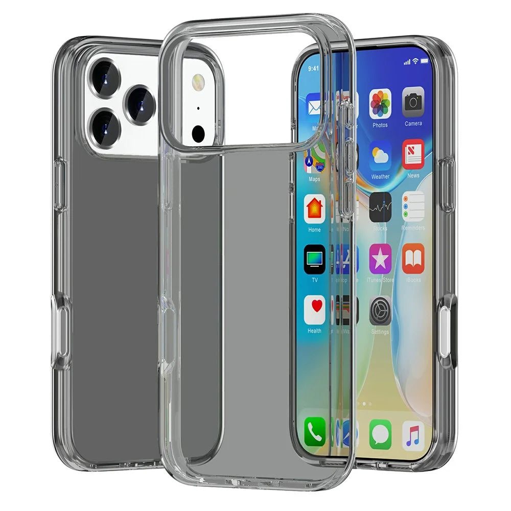 For iPhone 17 Pro Max Case PC + TPU Shockproof Clear Phone Cover - Transparent Grey - 1