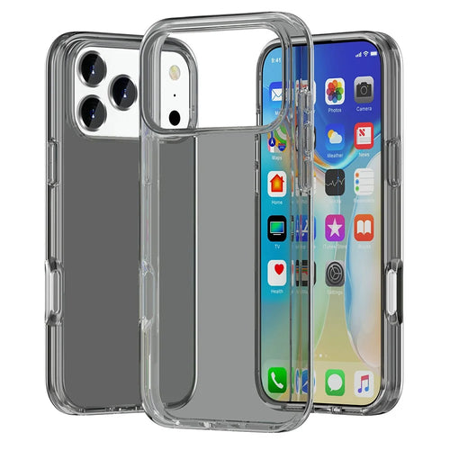 For iPhone 17 Pro Max Case PC + TPU Shockproof Clear Phone Cover - Transparent Grey - 1