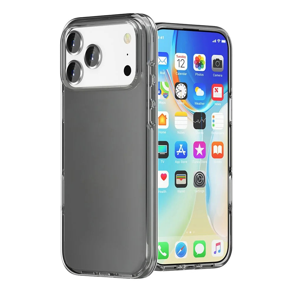 For iPhone 17 Pro Case PC + TPU Shockproof Clear Phone Cover - Transparent Grey - 5