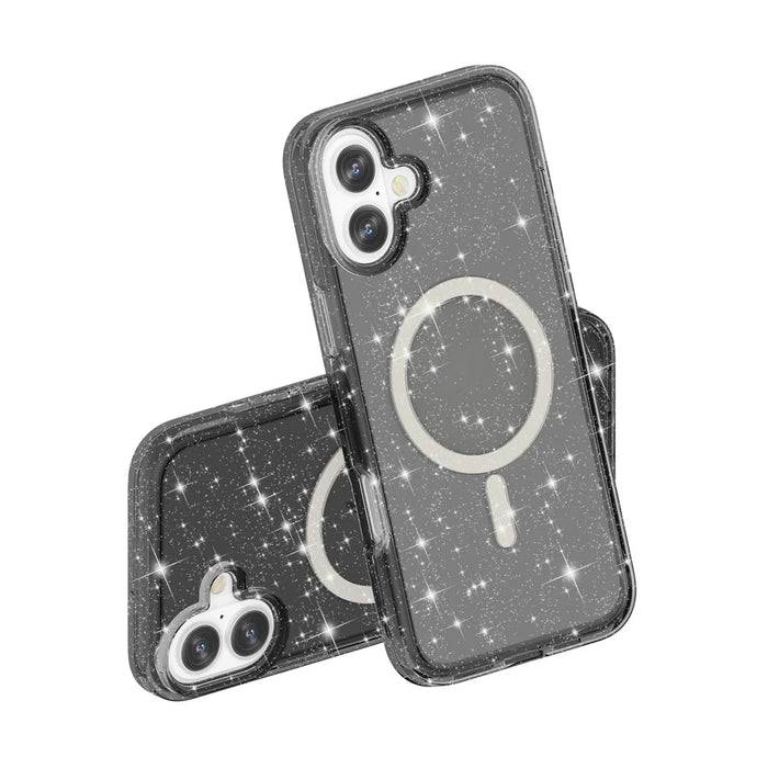 For iPhone 17 Case Compatible with MagSafe Glitter Powder PC + TPU Phone Cover - Black - 5