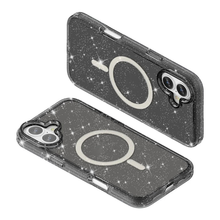 For iPhone 17 Case Compatible with MagSafe Glitter Powder PC + TPU Phone Cover - Black - 6