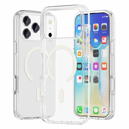 For iPhone 17 Pro Max Magnetic Case Compatible with MagSafe PC + TPU Clear Phone Cover - Transparent - 1