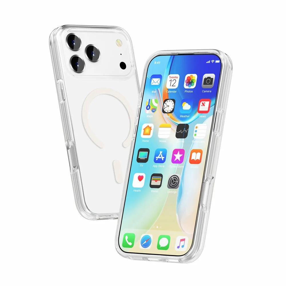 For iPhone 17 Pro Max Magnetic Case Compatible with MagSafe PC + TPU Clear Phone Cover - Transparent - 3