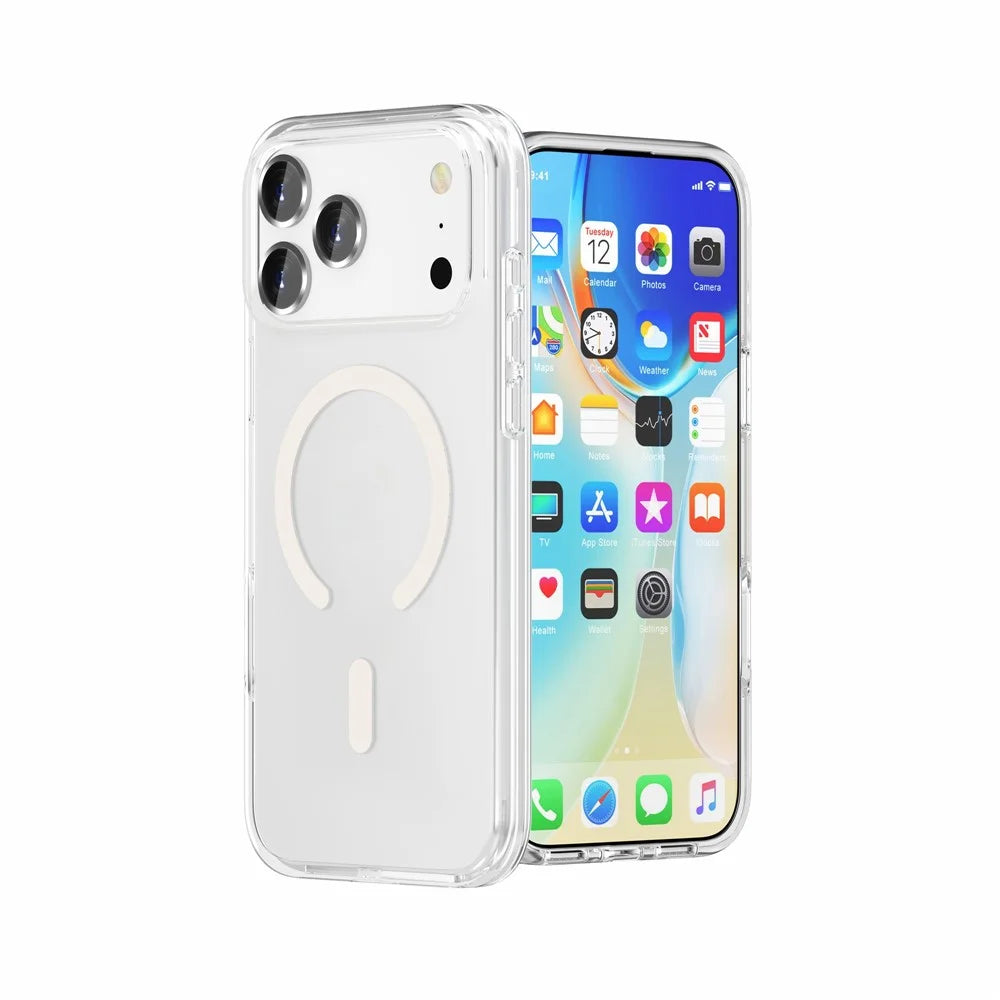 For iPhone 17 Pro Max Magnetic Case Compatible with MagSafe PC + TPU Clear Phone Cover - Transparent - 4