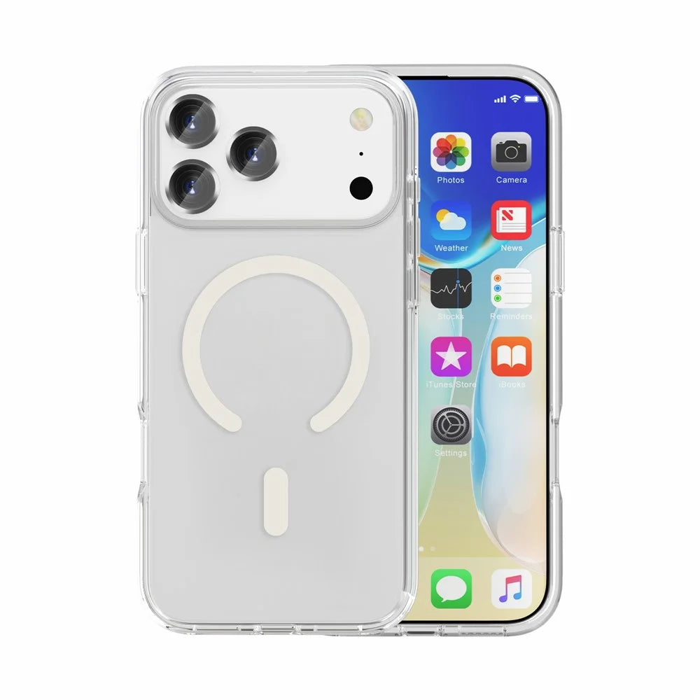 For iPhone 17 Pro Max Magnetic Case Compatible with MagSafe PC + TPU Clear Phone Cover - Transparent - 5