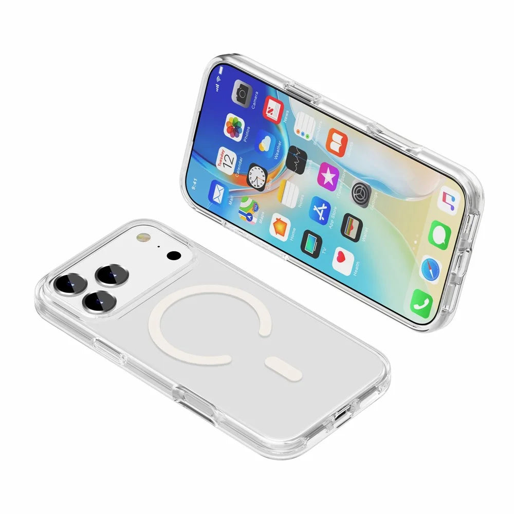 For iPhone 17 Pro Max Magnetic Case Compatible with MagSafe PC + TPU Clear Phone Cover - Transparent - 7