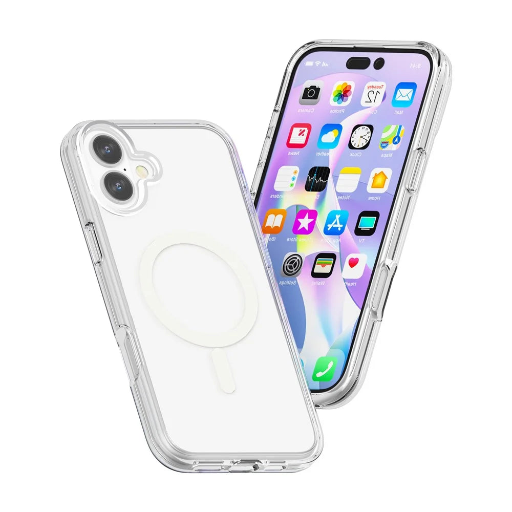 For iPhone 17 Magnetic Case Compatible with MagSafe PC + TPU Clear Phone Cover - 3