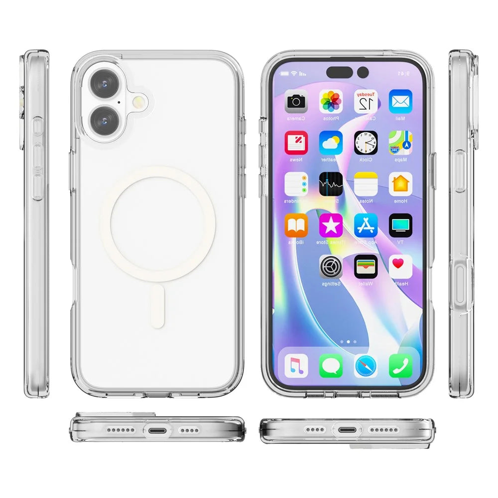 For iPhone 17 Magnetic Case Compatible with MagSafe PC + TPU Clear Phone Cover - 7