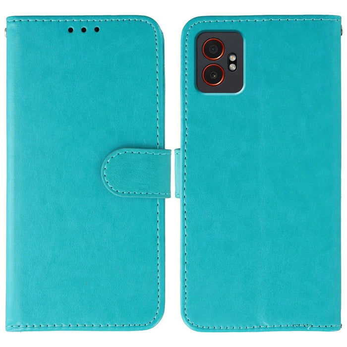 For Samsung Galaxy XCover7 Pro Case PU Leather Flip Wallet Phone Cover with Strap - Blue - 1
