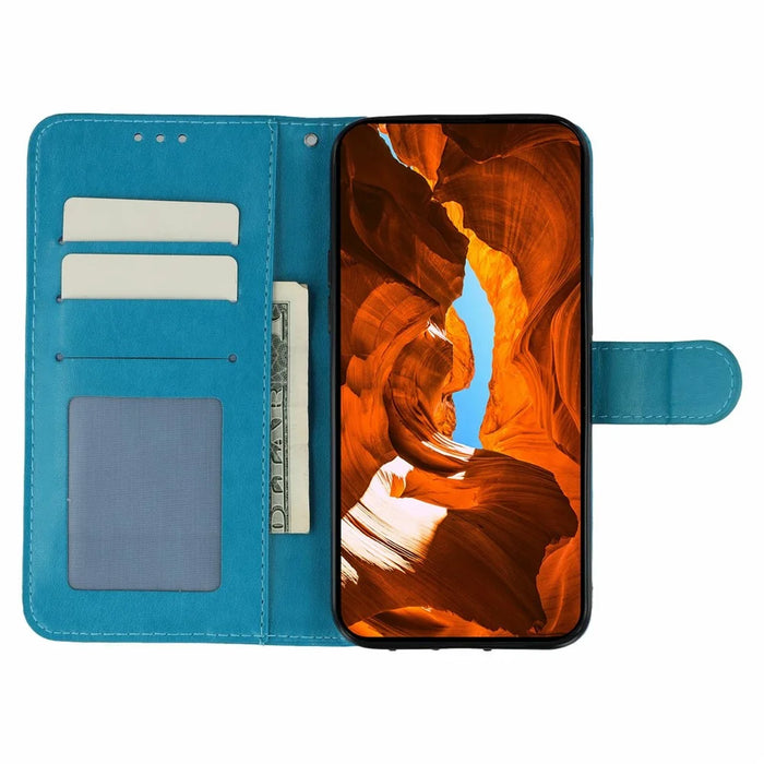 For Samsung Galaxy XCover7 Pro Case PU Leather Flip Wallet Phone Cover with Strap - Blue - 2