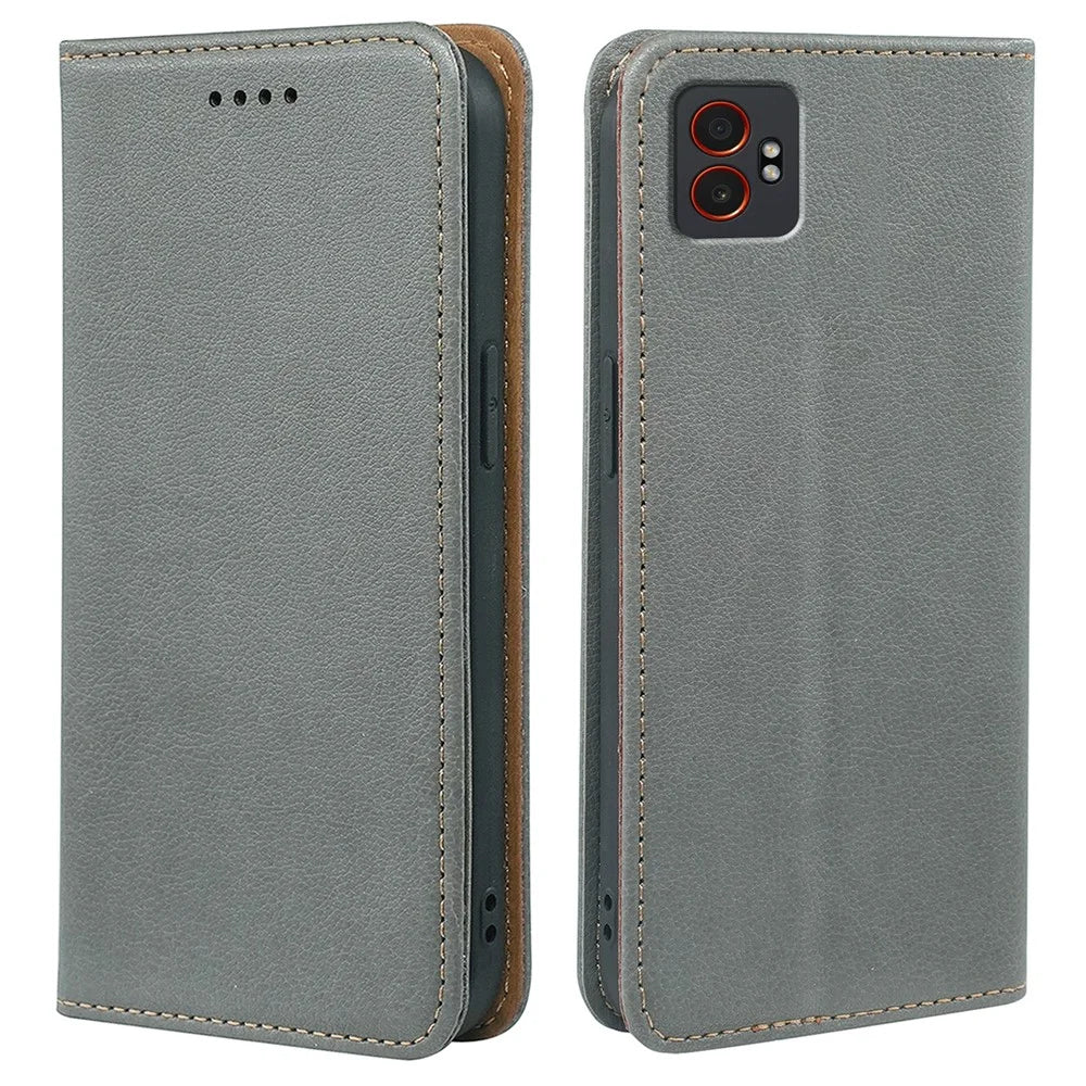 For Samsung Galaxy XCover7 Pro Case Wallet RFID Blocking Leather Phone Cover Strong Magnetic Closure - Grey - 1