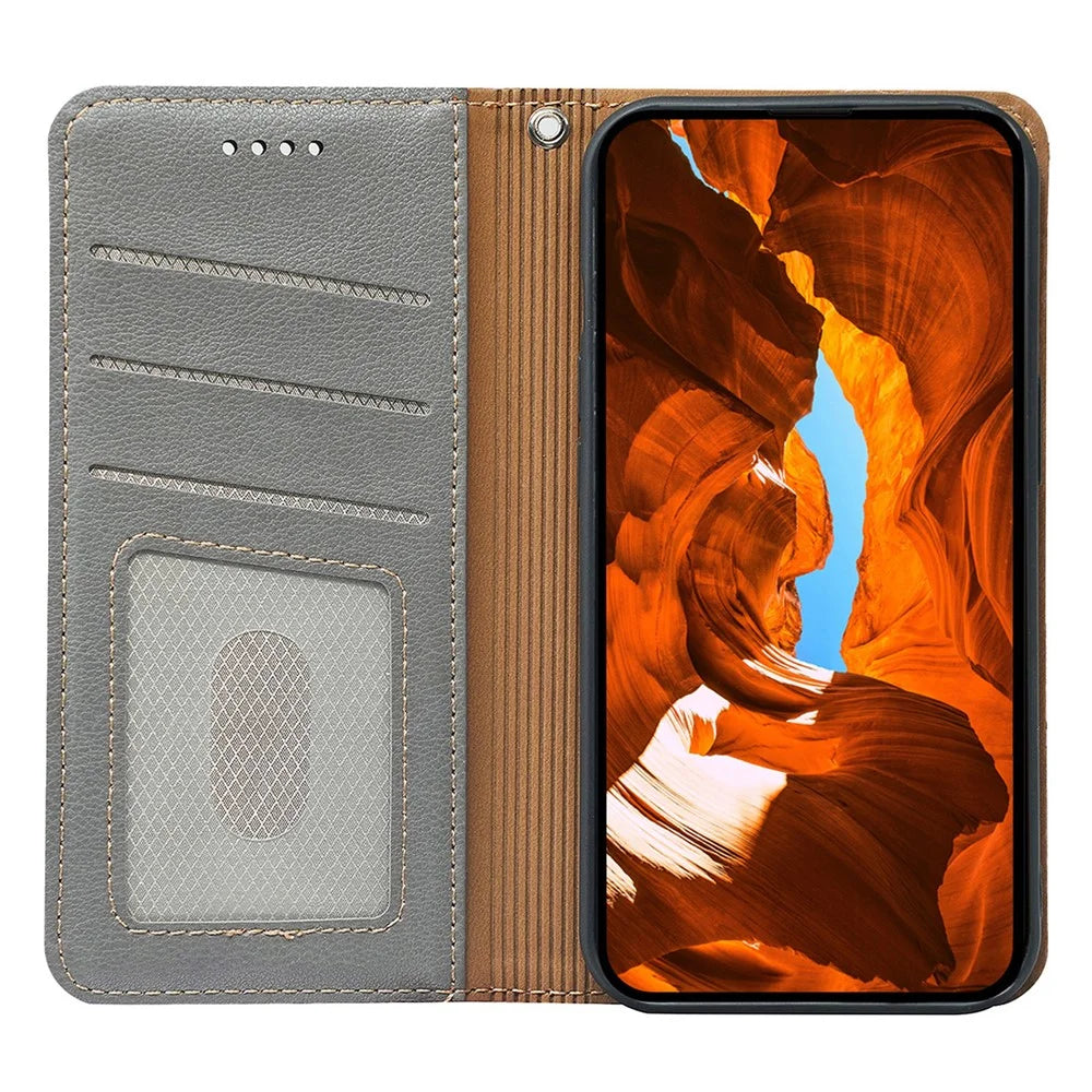 For Samsung Galaxy XCover7 Pro Case Wallet RFID Blocking Leather Phone Cover Strong Magnetic Closure - Grey - 2