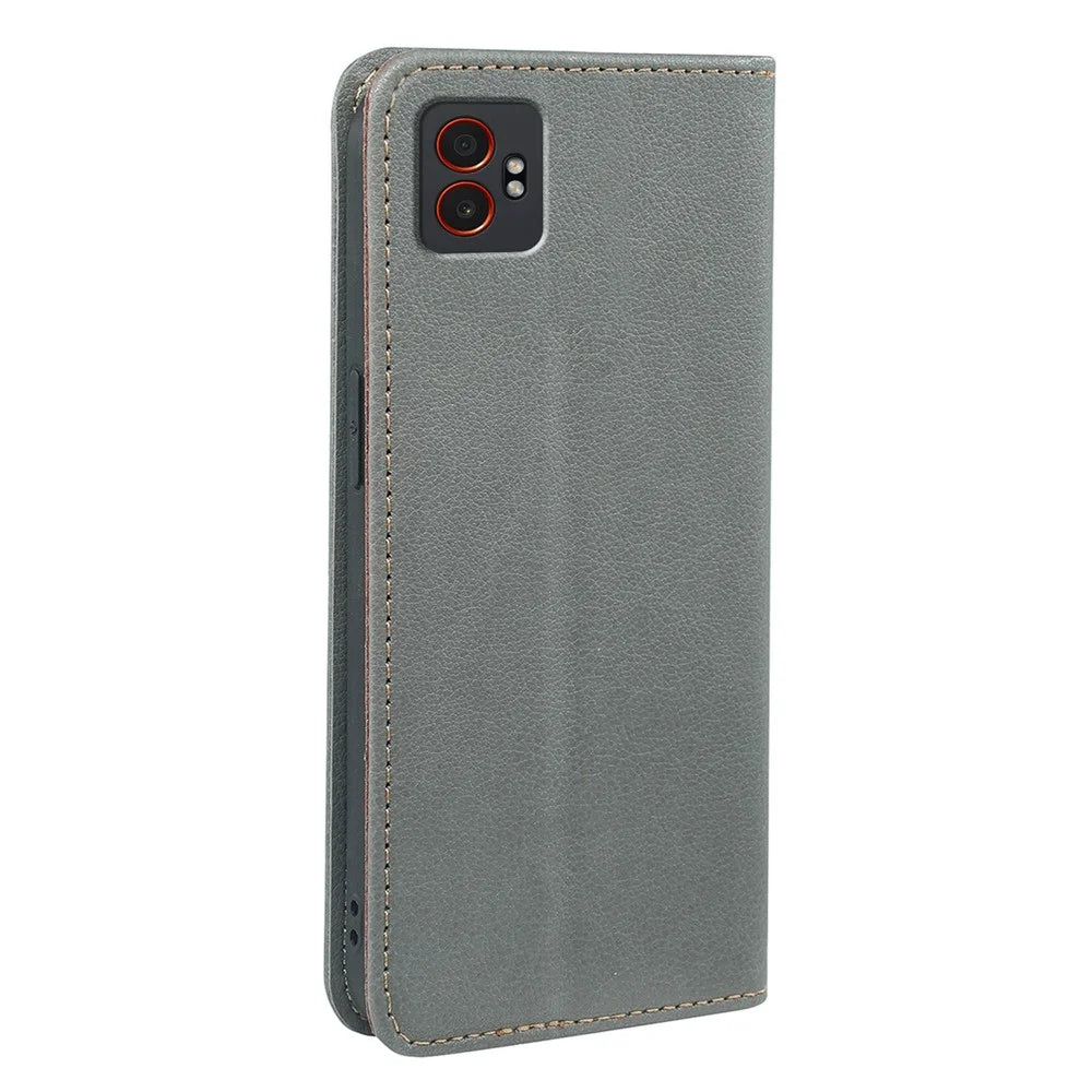 For Samsung Galaxy XCover7 Pro Case Wallet RFID Blocking Leather Phone Cover Strong Magnetic Closure - Grey - 5