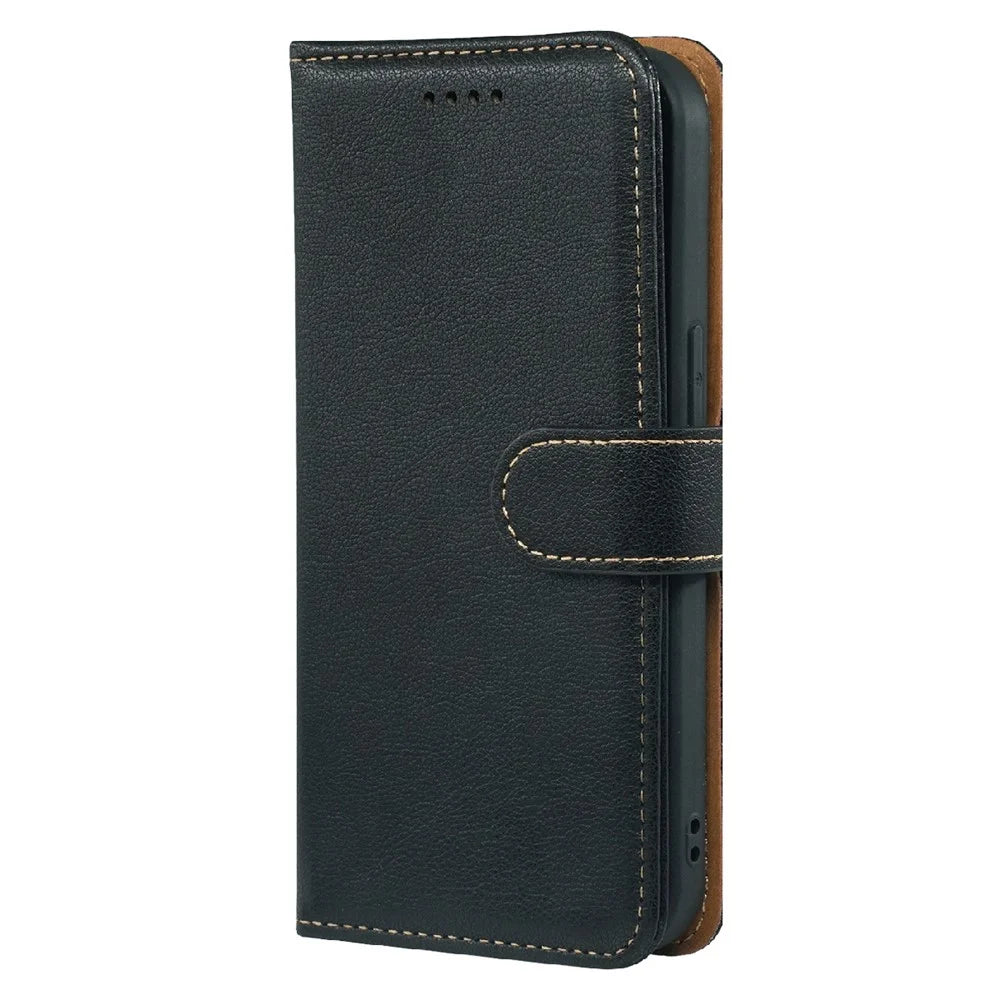 For Samsung Galaxy XCover7 Pro Case RFID Blocking Wallet Litchi Texture Leather Phone Cover Magnetic Clasp - Black - 6