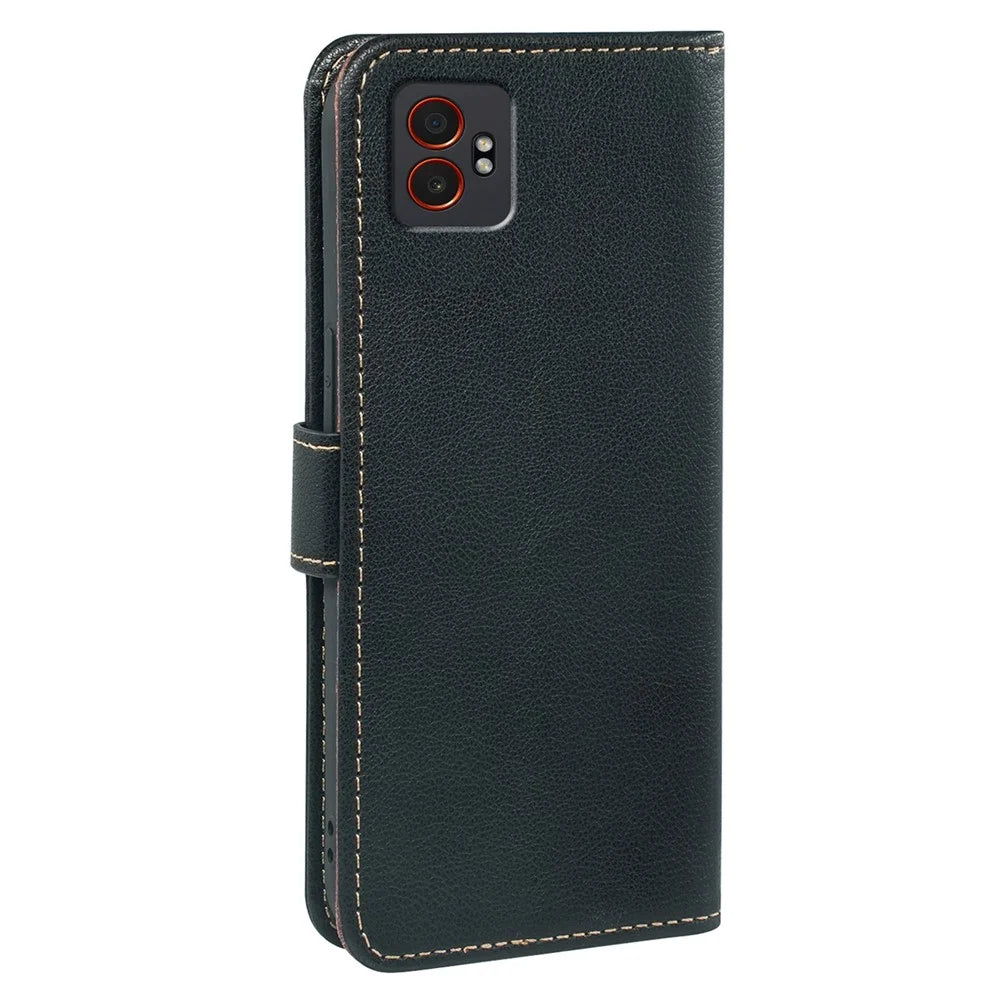For Samsung Galaxy XCover7 Pro Case RFID Blocking Wallet Litchi Texture Leather Phone Cover Magnetic Clasp - Black - 7