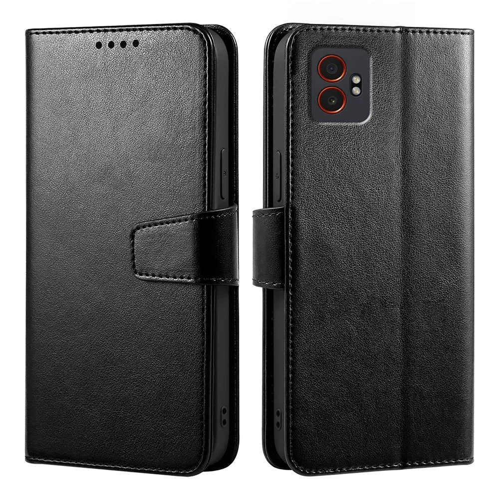 For Samsung Galaxy XCover7 Pro Case Stand Card Holder Wallet Leather Phone Cover - Black - 1
