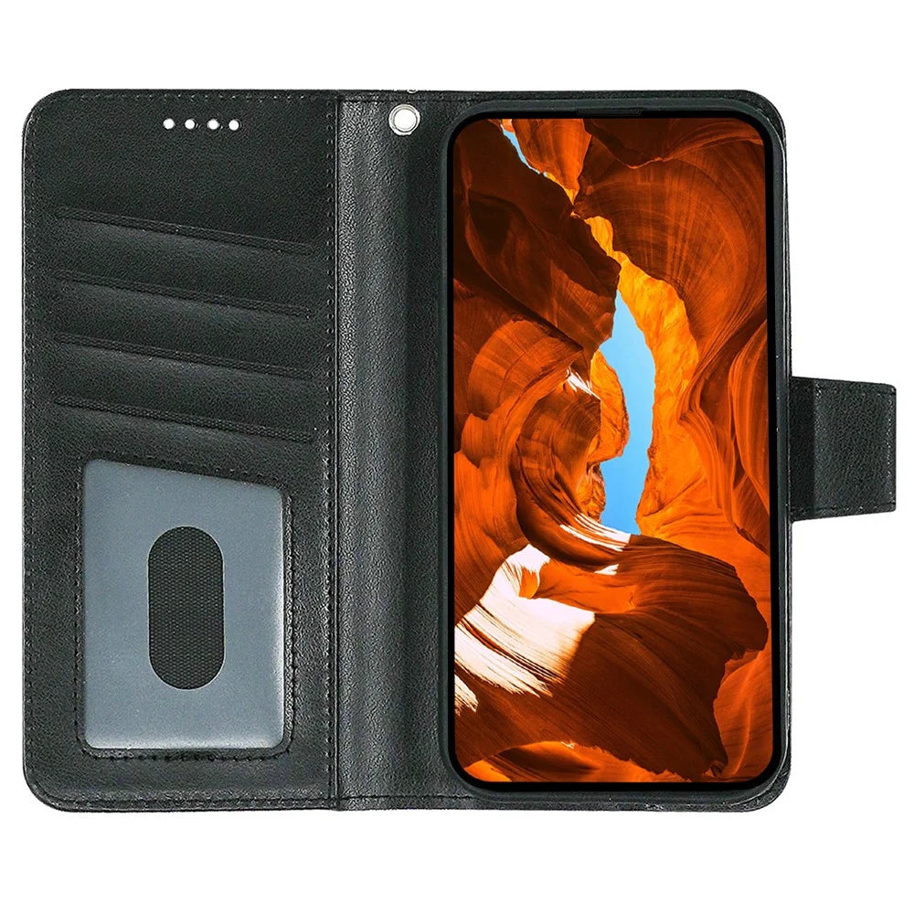 For Samsung Galaxy XCover7 Pro Case Stand Card Holder Wallet Leather Phone Cover - Black - 2