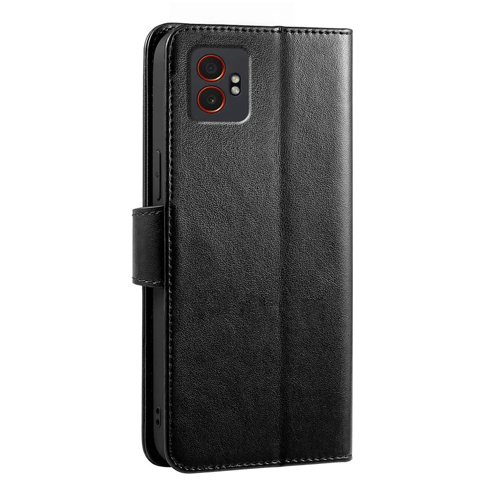 For Samsung Galaxy XCover7 Pro Case Stand Card Holder Wallet Leather Phone Cover - Black - 6