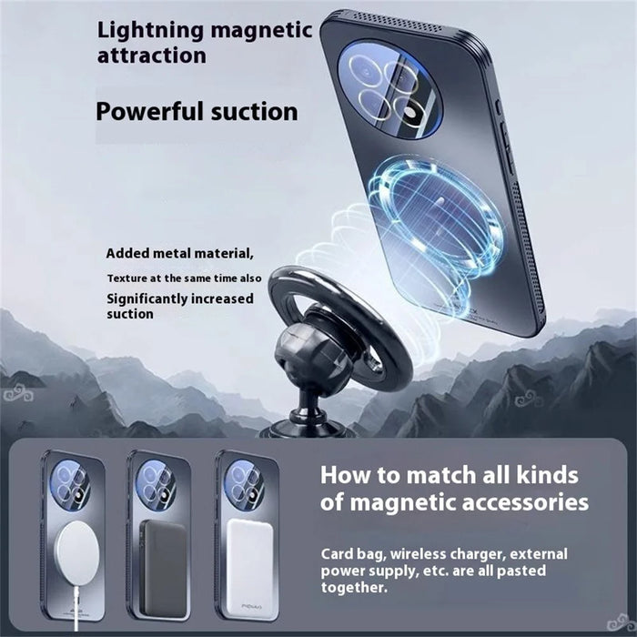 For OnePlus Ace 5 5G Magnetic Case Matte PC + TPU Heat Dissipation Phone Cover - Titanium Blue - 3