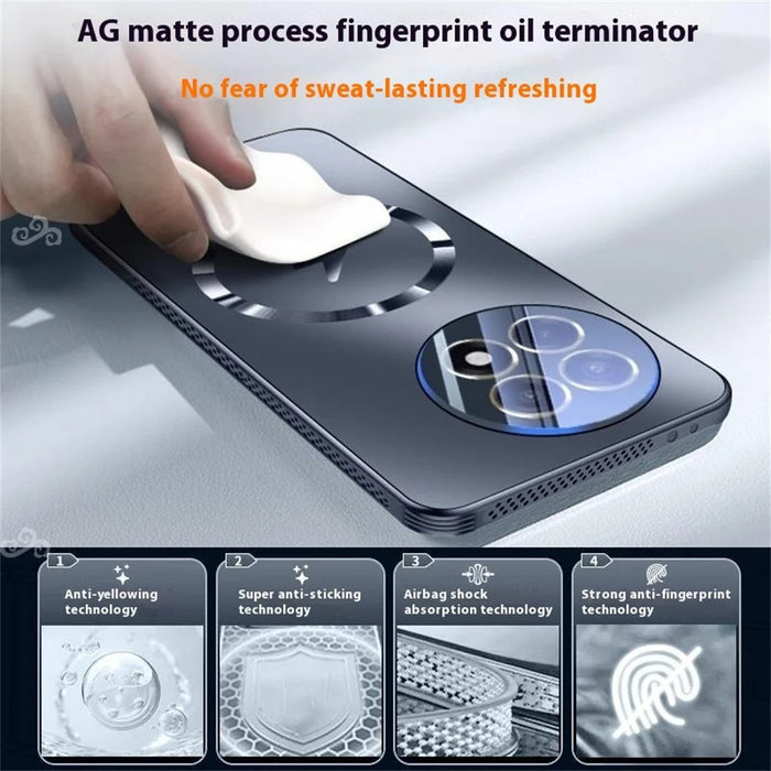 For OnePlus Ace 5 5G Magnetic Case Matte PC + TPU Heat Dissipation Phone Cover - Titanium Blue - 5