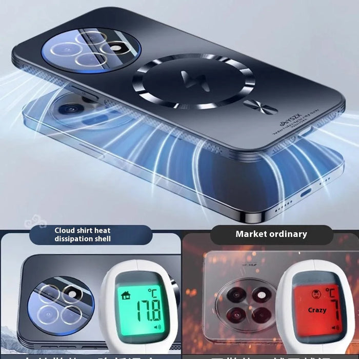 For OnePlus Ace 5 5G Magnetic Case Matte PC + TPU Heat Dissipation Phone Cover - Titanium Blue - 7