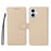For iPhone 17 Case RFID Blocking 3 Card Slots PU Leather Phone Cover with Wrist Strap - Creamy White - 1