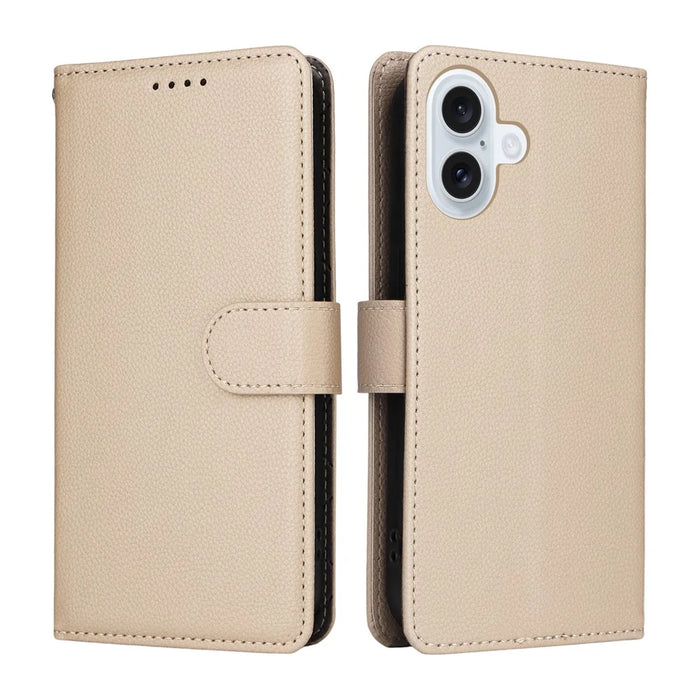 For iPhone 17 Case RFID Blocking 3 Card Slots PU Leather Phone Cover with Wrist Strap - Creamy White - 2