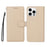 For iPhone 16 Pro Max Case RFID Blocking 3 Card Slots PU Leather Phone Cover with Wrist Strap - Creamy White - 1