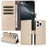 For iPhone 16 Pro Max Case RFID Blocking 3 Card Slots PU Leather Phone Cover with Wrist Strap - Creamy White - 3