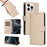 For iPhone 16 Pro Max Case RFID Blocking 3 Card Slots PU Leather Phone Cover with Wrist Strap - Creamy White - 5