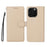 For iPhone 16 Pro Case RFID Blocking 3 Card Slots PU Leather Phone Cover with Wrist Strap - Creamy White - 1