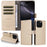 For iPhone 16 Pro Case RFID Blocking 3 Card Slots PU Leather Phone Cover with Wrist Strap - Creamy White - 3