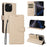 For iPhone 16 Pro Case RFID Blocking 3 Card Slots PU Leather Phone Cover with Wrist Strap - Creamy White - 4