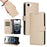 For iPhone 17e / 16e Case RFID Blocking 3 Card Slots PU Leather Phone Cover with Wrist Strap - Creamy White - 5