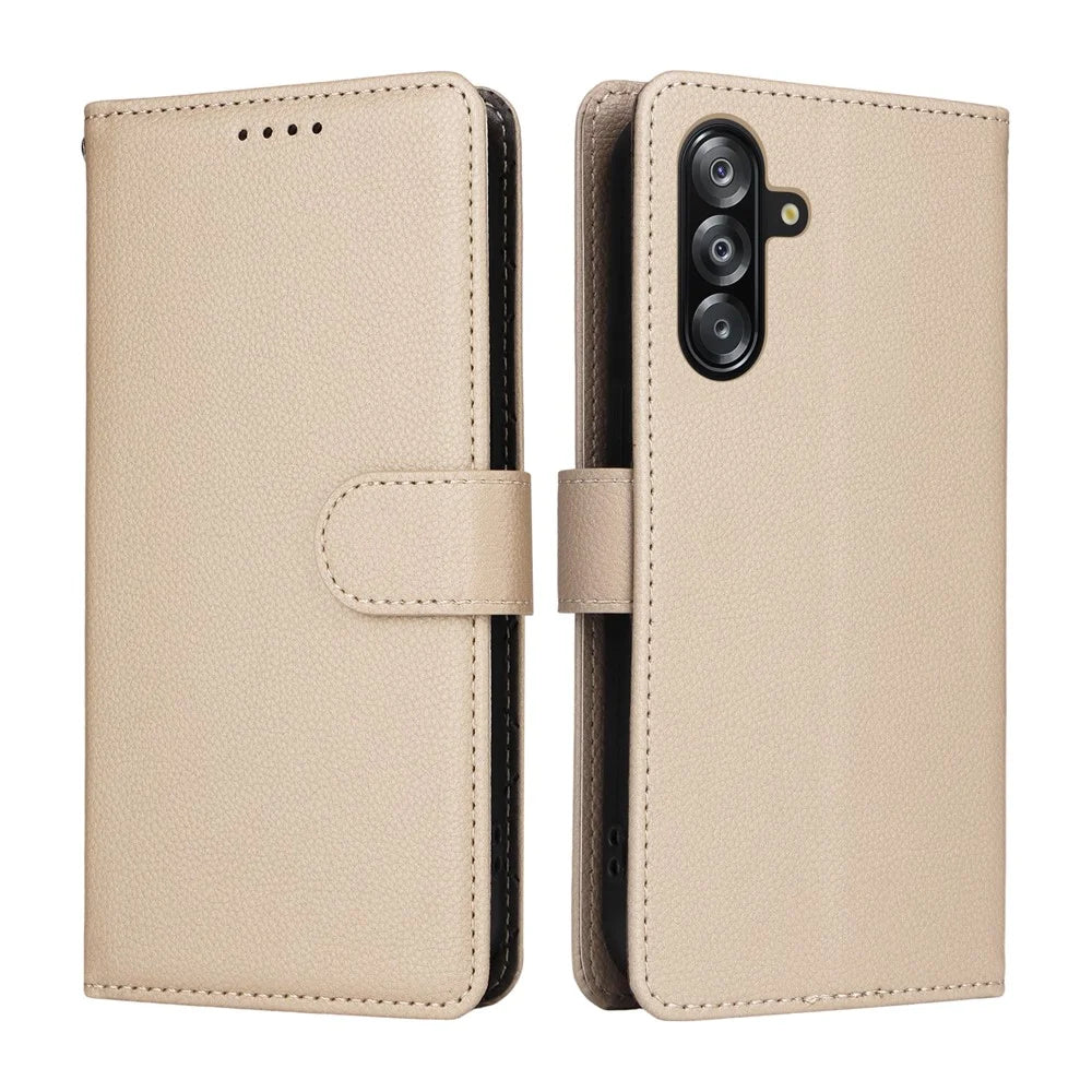 For Samsung Galaxy A18 5G / A18 4G / A17 5G / A17 4G / A26 5G / A16 5G / A16 4G Case RFID Blocking 3 Card Slots PU Leather Phone Cover with Wrist Strap - Creamy White - 2