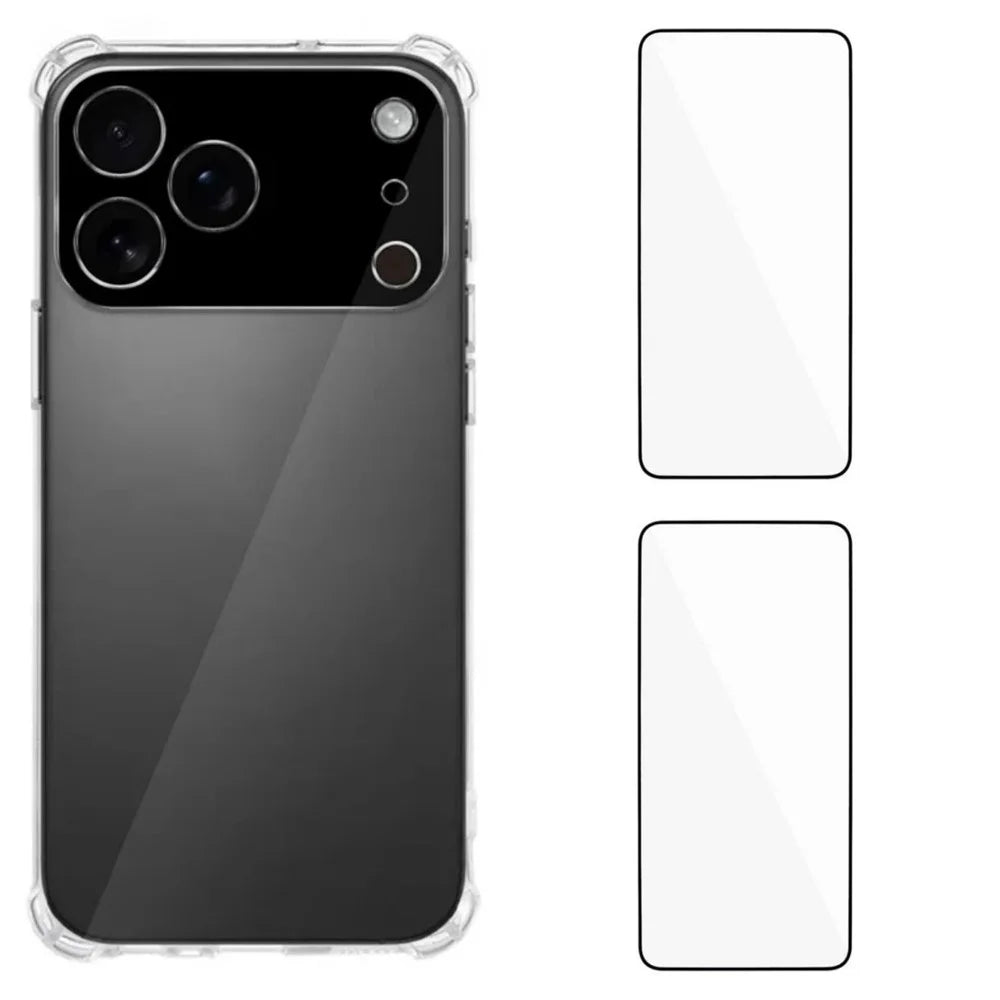 WANLONFENG For iPhone 17 Pro TPU Case  WL3 Series 1.5mm Phone Cover with 2Pcs Tempered Glass Films - Transparent - 1