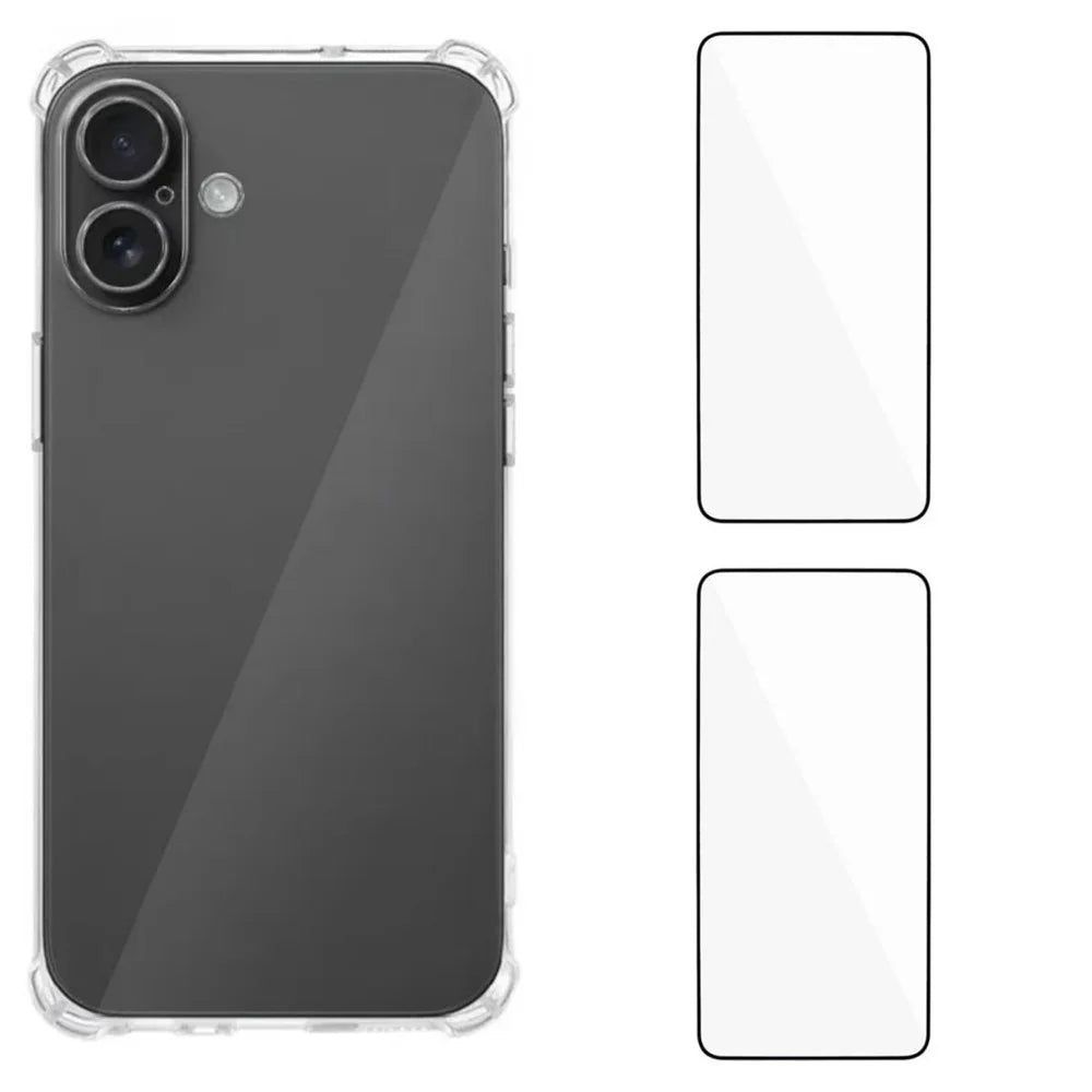 WANLONFENG For iPhone 17 TPU Case  WL3 Series 1.5mm Phone Cover with 2Pcs Tempered Glass Films - Transparent - 1