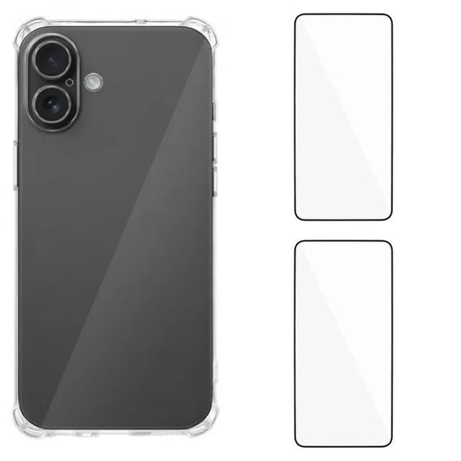 WANLONFENG For iPhone 17 TPU Case  WL3 Series 1.5mm Phone Cover with 2Pcs Tempered Glass Films - Transparent - 1