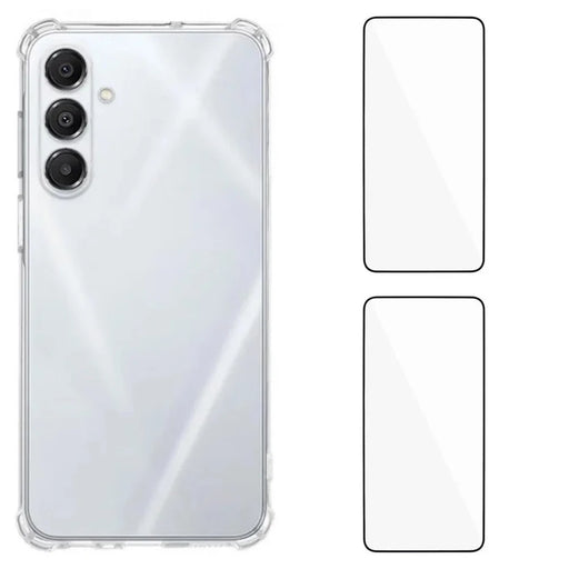 WANLONFENG For Samsung Galaxy A17 5G / A17 4G TPU Case  WL3 Series 1.5mm Phone Cover with 2Pcs Tempered Glass Films - Transparent - 1
