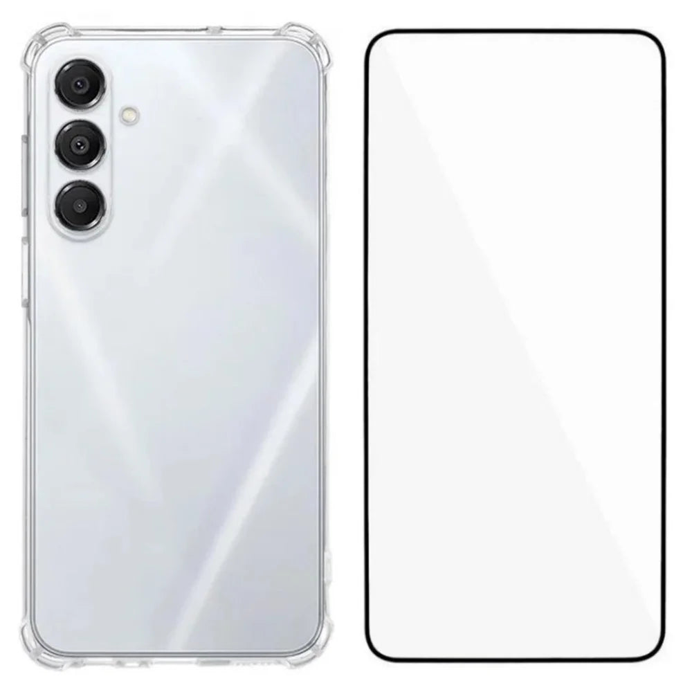 WANLONFENG For Samsung Galaxy A17 5G / A17 4G TPU Case  WL3 Series 1.5mm Phone Cover with Tempered Glass Film - Transparent - 1
