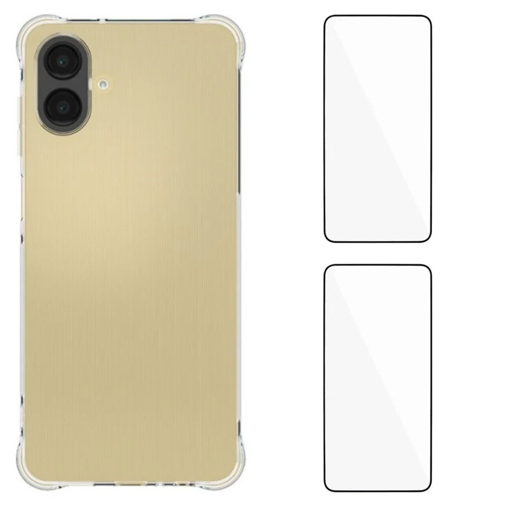 WANLONFENG For Samsung Galaxy A08 4G / A07 4G TPU Case  WL2 Series 2.0mm Phone Cover with 2Pcs Tempered Glass Films - Transparent - 1