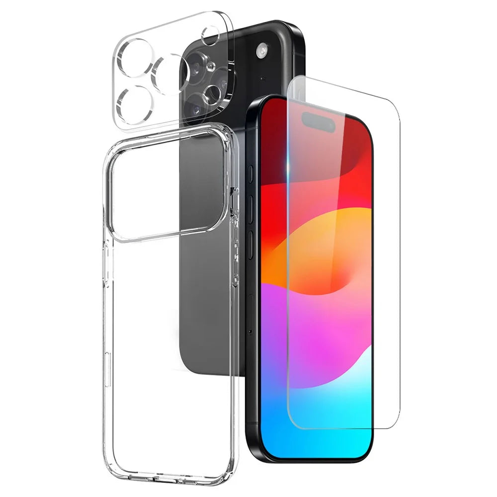 NORTHJO For iPhone 17 Pro Max TPU Phone Case Set with Front Screen Protector + Lens Film - 1