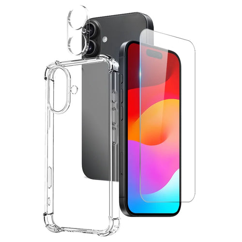 NORTHJO For iPhone 17 Case Shockproof TPU Clear Phone Cover with Tempered Glass and Camera Lens Film - 1