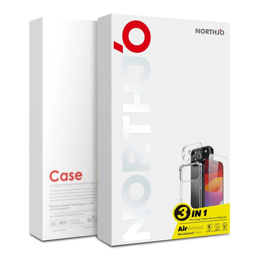 NORTHJO For iPhone 17 Pro Case Shockproof TPU Clear Phone Cover with Tempered Glass and Camera Lens Film - 5