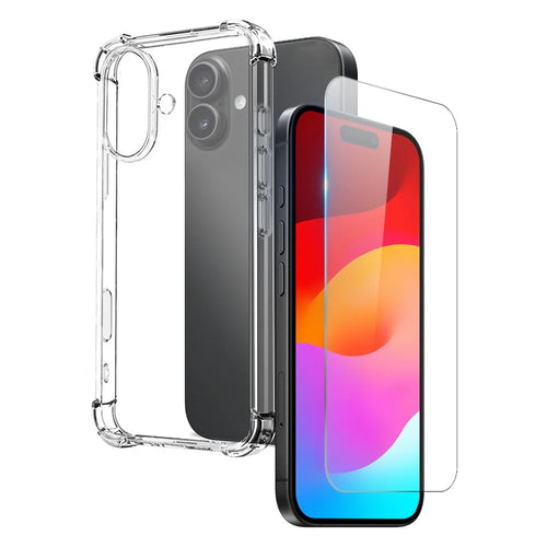 NORTHJO For iPhone 17 Case Four Corner Shockproof TPU Clear Phone Cover with Tempered Glass - 1