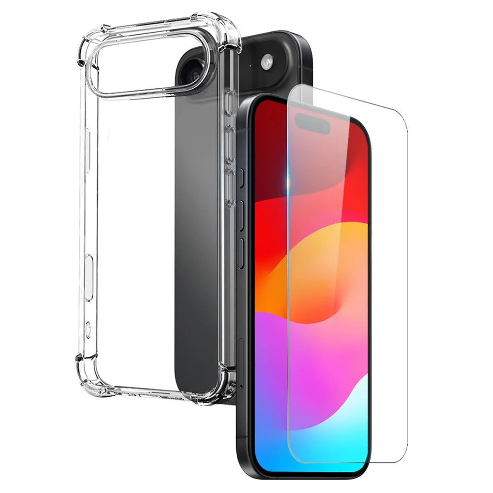 NORTHJO For iPhone Air Case Four Corner Shockproof TPU Clear Phone Cover with Tempered Glass - 1