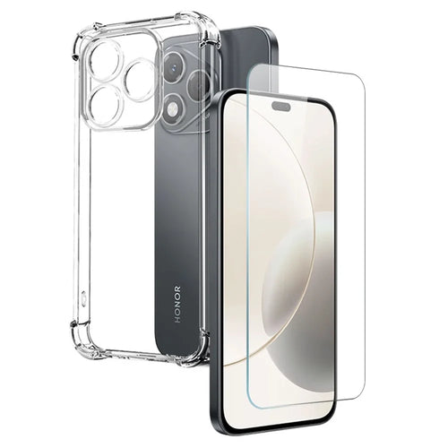 NORTHJO For Honor 400 Lite 5G Case Four Corner Shockproof TPU Clear Phone Cover with Tempered Glass - 1